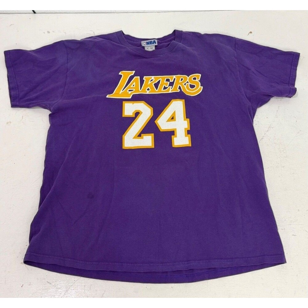 NBA Los Angeles Lakers Kobe Bryant #24 NBA Shirt Purple 100% Cotton Mens Sz XL